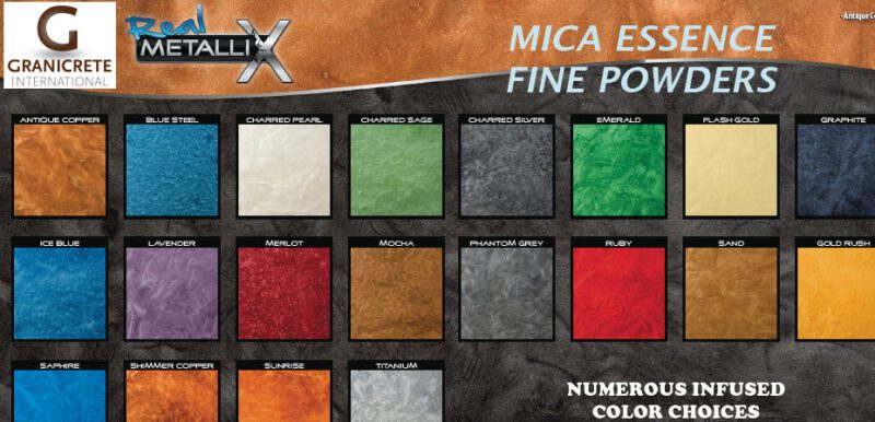 MICA ESSENCE METALLIC POWDERS COLOR CHART PARTIAL FOR STORE