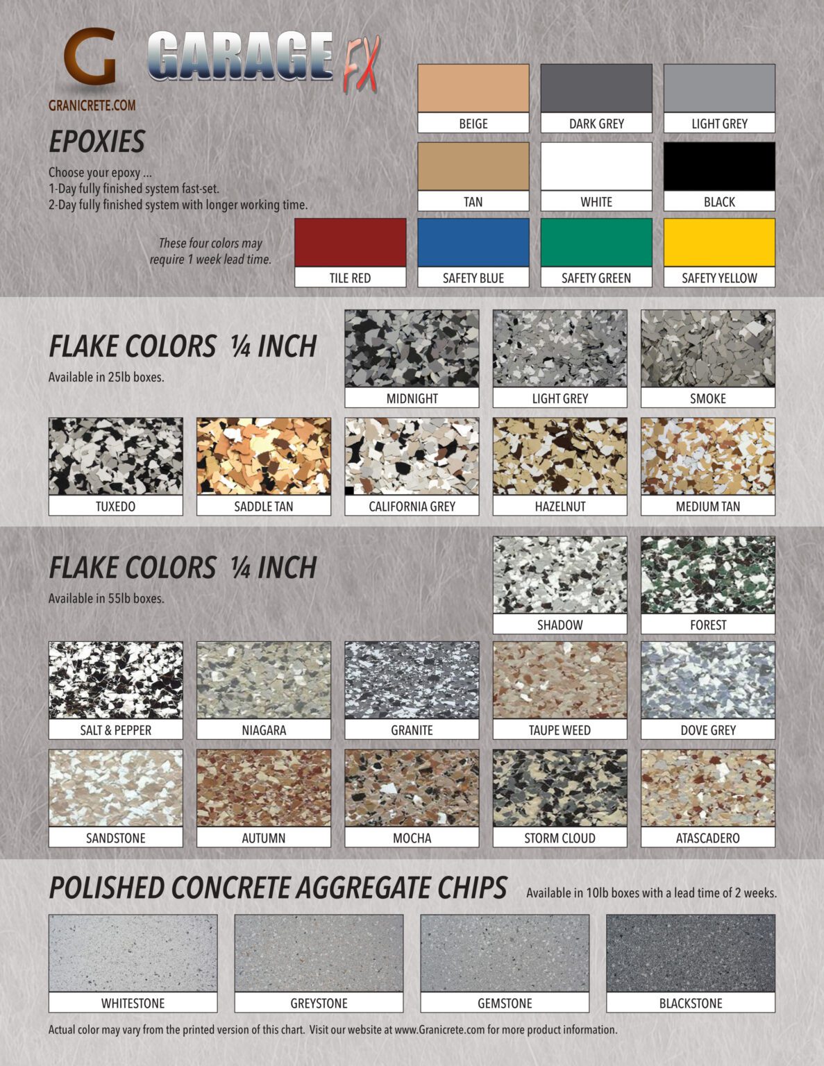 COLOR CHARTS | Granicrete