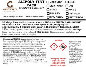 GRANICRETE ALIPOLY 85 TINT PACK 32 OZ - ALL LABEL … E2U POLYASPARTIC TINT LABEL - ALL